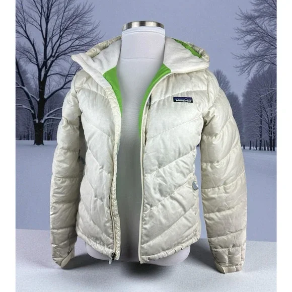 Patagonia Pipe Down Puffer Goose Insulated Coat Off White Women's Medium *Flawed - Picture 1 of 16